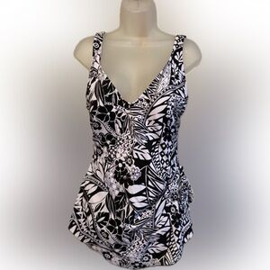 Maxine of Hollywood Black and White One Piece Swimsuit